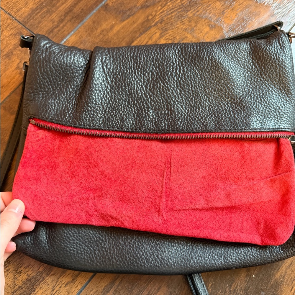 Hammitt Los Angeles VIP Large Crossbody Black Gunmetal Grommets Red Zipper - Picture 10 of 16